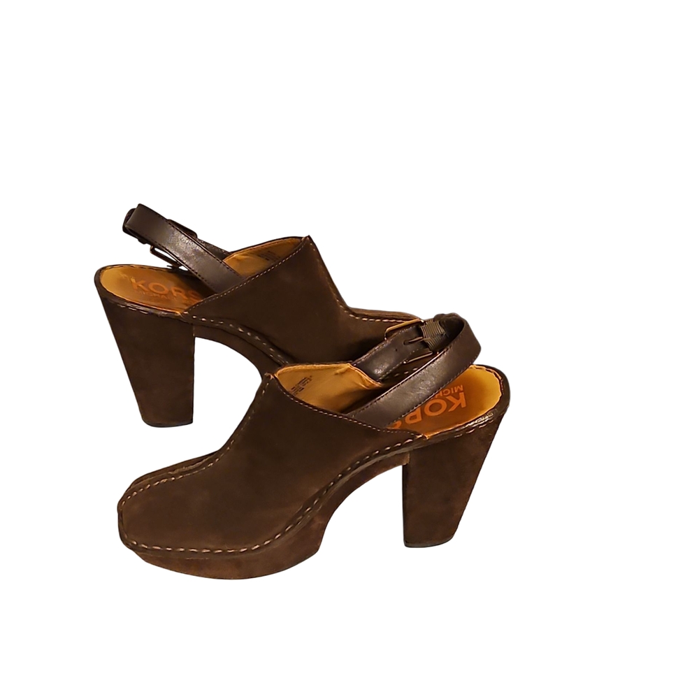 Michael Kors Brown Leather Mules Sz 8